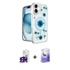 MARSİLYAN™- iPhone 16 Kılıf Kozmos Doku - Siyah Bilvis 5in1 5D Magic Hayalet Cam Ekran Koruyucu + Bilvis Titan Kamera Lens - SH