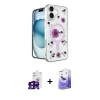 MARSİLYAN™- iPhone 16 Kılıf Kozmos Doku - Siyah Bilvis 5in1 5D Magic Hayalet Cam Ekran Koruyucu + Bilvis Titan Kamera Lens - SH