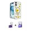 MARSİLYAN™- iPhone 16 Kılıf Kozmos Doku - Siyah Bilvis 5in1 5D Magic Hayalet Cam Ekran Koruyucu + Bilvis Titan Kamera Lens - SH