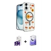 MARSİLYAN™- iPhone 16 Kılıf Kozmos Doku - Siyah Bilvis 5in1 5D Magic Hayalet Cam Ekran Koruyucu + Bilvis Titan Kamera Lens - SH