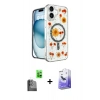 MARSİLYAN™- iPhone 16 Kılıf Kozmos Doku - Siyah Bilvis 5in1 5D Magic Hayalet Cam Ekran Koruyucu + Raze Metal Kamera Lens - SH