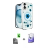 MARSİLYAN™- iPhone 16 Kılıf Kozmos Doku - Siyah Bilvis 5in1 5D Magic Hayalet Cam Ekran Koruyucu + Raze Metal Kamera Lens - SH
