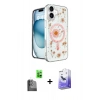 MARSİLYAN™- iPhone 16 Kılıf Kozmos Doku - Siyah Bilvis 5in1 5D Magic Hayalet Cam Ekran Koruyucu + Raze Metal Kamera Lens - SH