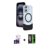 MARSİLYAN™- iPhone 16 Kılıf Kozmos Form Özel Seri - Şeffaf 360 Full Body Arka Koruyucu + Bilvis Titan Kamera Lens - YL