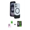 MARSİLYAN™- iPhone 16 Kılıf Kozmos Form Özel Seri - Şeffaf 360 Full Body Arka Koruyucu + Raze Metal Kamera Lens - PE
