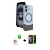 MARSİLYAN™- iPhone 16 Kılıf Kozmos Form Özel Seri - Şeffaf 360 Full Body Arka Koruyucu + Raze Metal Kamera Lens - PE