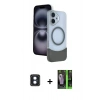 MARSİLYAN™- iPhone 16 Kılıf Kozmos Form Özel Seri - Şeffaf 360 Full Body Arka Koruyucu + PVD Metal Kamera Lens - MI