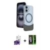 MARSİLYAN™- iPhone 16 Kılıf Kozmos Form Özel Seri - Şeffaf 360 Full Body Arka Koruyucu + Bilvis Titan Kamera Lens - SH