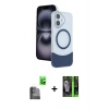 MARSİLYAN™- iPhone 16 Kılıf Kozmos Form Özel Seri - Şeffaf 360 Full Body Arka Koruyucu + Raze Metal Kamera Lens - SH