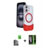 MARSİLYAN™- iPhone 16 Kılıf Kozmos Form Özel Seri - Şeffaf 360 Full Body Arka Koruyucu + Raze Metal Kamera Lens - SH