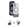MARSİLYAN™- iPhone 16 Kılıf Kozmos Form Özel Seri - Şeffaf Pasifik Cam Ekran Koruyucu + Bilvis Titan Kamera Lens - YL