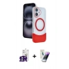 MARSİLYAN™- iPhone 16 Kılıf Kozmos Form Özel Seri - Şeffaf Pasifik Cam Ekran Koruyucu + Bilvis Titan Kamera Lens - YL