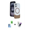 MARSİLYAN™- iPhone 16 Kılıf Kozmos Form Özel Seri - Şeffaf Pasifik Cam Ekran Koruyucu + Raze Metal Kamera Lens - LT