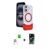 MARSİLYAN™- iPhone 16 Kılıf Kozmos Form Özel Seri - Siyah 360 Mat Full Body Arka Koruyucu + Raze Metal Kamera Lens - BZ