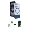 MARSİLYAN™- iPhone 16 Kılıf Kozmos Form Özel Seri - Siyah 360 Mat Full Body Arka Koruyucu + Raze Metal Kamera Lens - BZ