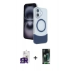 MARSİLYAN™- iPhone 16 Kılıf Kozmos Form Özel Seri - Siyah 360 Mat Full Body Arka Koruyucu + Bilvis Titan Kamera Lens - YL