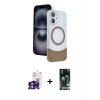 MARSİLYAN™- iPhone 16 Kılıf Kozmos Form Özel Seri - Siyah 360 Mat Full Body Arka Koruyucu + Bilvis Titan Kamera Lens - YL
