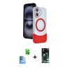 MARSİLYAN™- iPhone 16 Kılıf Kozmos Form Özel Seri - Siyah 360 Mat Full Body Arka Koruyucu + Raze Metal Kamera Lens - LT