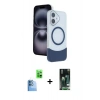 MARSİLYAN™- iPhone 16 Kılıf Kozmos Form Özel Seri - Siyah 360 Mat Full Body Arka Koruyucu + Raze Metal Kamera Lens - LT