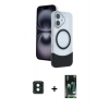 MARSİLYAN™- iPhone 16 Kılıf Kozmos Form Özel Seri - Siyah 360 Mat Full Body Arka Koruyucu + PVD Metal Kamera Lens - YL