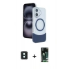 MARSİLYAN™- iPhone 16 Kılıf Kozmos Form Özel Seri - Siyah 360 Mat Full Body Arka Koruyucu + PVD Metal Kamera Lens - YL