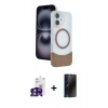 MARSİLYAN™- iPhone 16 Kılıf Kozmos Form Özel Seri - Siyah 3D Antistatik Hayalet Cam Ekran Koruyucu + Bilvis Titan Kamera Lens - YL