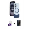 MARSİLYAN™- iPhone 16 Kılıf Kozmos Form Özel Seri - Siyah 3D Antistatik Hayalet Cam Ekran Koruyucu + Bilvis Titan Kamera Lens - PE