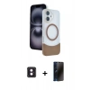MARSİLYAN™- iPhone 16 Kılıf Kozmos Form Özel Seri - Siyah 3D Antistatik Hayalet Cam Ekran Koruyucu + PVD Metal Kamera Lens - PE