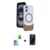 MARSİLYAN™- iPhone 16 Kılıf Kozmos Form Özel Seri - Siyah 3D Antistatik Hayalet Cam Ekran Koruyucu + Raze Metal Kamera Lens - LT