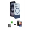 MARSİLYAN™- iPhone 16 Kılıf Kozmos Form Özel Seri - Siyah 3D Antistatik Mat Seramik Nano Ekran Koruyucu + Siyah Raze Metal Kamera Lens