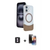 MARSİLYAN™- iPhone 16 Kılıf Kozmos Form Özel Seri - Siyah 3D Antistatik Mat Seramik Nano Ekran Koruyucu + PVD Metal Kamera Lens - PE