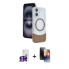 MARSİLYAN™- iPhone 16 Kılıf Kozmos Form Özel Seri - Siyah 3D Antistatik Mat Seramik Nano Ekran Koruyucu + Bilvis Titan Kamera Lens - PE