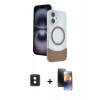 MARSİLYAN™- iPhone 16 Kılıf Kozmos Form Özel Seri - Siyah 3D Antistatik Mat Seramik Nano Ekran Koruyucu + PVD Metal Kamera Lens - YL