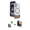 MARSİLYAN™- iPhone 16 Kılıf Kozmos Form Özel Seri - Siyah 3D Antistatik Mat Seramik Nano Ekran Koruyucu + Siyah Raze Metal Kamera Lens