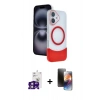 MARSİLYAN™- iPhone 16 Kılıf Kozmos Form Özel Seri - Siyah 3D Antistatik Mat Seramik Nano Ekran Koruyucu + Bilvis Titan Kamera Lens - PE