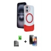 MARSİLYAN™- iPhone 16 Kılıf Kozmos Form Özel Seri - Siyah 3D Antistatik Mat Seramik Nano Ekran Koruyucu + Siyah Raze Metal Kamera Lens