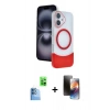 MARSİLYAN™- iPhone 16 Kılıf Kozmos Form Özel Seri - Siyah 3D Antistatik Mat Seramik Nano Ekran Koruyucu + Raze Metal Kamera Lens - LT