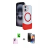 MARSİLYAN™- iPhone 16 Kılıf Kozmos Form Özel Seri - Siyah 3D Antistatik Mat Seramik Nano Ekran Koruyucu + Raze Metal Kamera Lens - PE