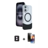 MARSİLYAN™- iPhone 16 Kılıf Kozmos Form Özel Seri - Siyah 3D Antistatik Mat Seramik Nano Ekran Koruyucu + PVD Metal Kamera Lens - PE