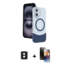 MARSİLYAN™- iPhone 16 Kılıf Kozmos Form Özel Seri - Siyah 3D Antistatik Mat Seramik Nano Ekran Koruyucu + PVD Metal Kamera Lens - YL