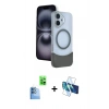 MARSİLYAN™- iPhone 16 Kılıf Kozmos Form Özel Seri - Siyah 3D Antistatik Seramik Nano Ekran Koruyucu + Raze Metal Kamera Lens - LT