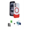 MARSİLYAN™- iPhone 16 Kılıf Kozmos Form Özel Seri - Siyah 3D Antistatik Seramik Nano Ekran Koruyucu + Raze Metal Kamera Lens - SH