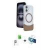 MARSİLYAN™- iPhone 16 Kılıf Kozmos Form Özel Seri - Siyah 3D Antistatik Seramik Nano Ekran Koruyucu + Raze Metal Kamera Lens - BZ