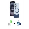 MARSİLYAN™- iPhone 16 Kılıf Kozmos Form Özel Seri - Siyah 3D Antistatik Seramik Nano Ekran Koruyucu + Raze Metal Kamera Lens - BZ