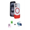 MARSİLYAN™- iPhone 16 Kılıf Kozmos Form Özel Seri - Siyah 3D Antistatik Seramik Nano Ekran Koruyucu + Raze Metal Kamera Lens - PE