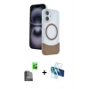 MARSİLYAN™- iPhone 16 Kılıf Kozmos Form Özel Seri - Siyah 3D Antistatik Seramik Nano Ekran Koruyucu + Raze Metal Kamera Lens - SH