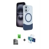 MARSİLYAN™- iPhone 16 Kılıf Kozmos Form Özel Seri - Siyah 3D Antistatik Seramik Nano Ekran Koruyucu + Raze Metal Kamera Lens - SH