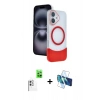 MARSİLYAN™- iPhone 16 Kılıf Kozmos Form Özel Seri - Siyah 3D Antistatik Seramik Nano Ekran Koruyucu + Raze Metal Kamera Lens - BZ