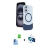 MARSİLYAN™- iPhone 16 Kılıf Kozmos Form Özel Seri - Siyah 3D Antistatik Seramik Nano Ekran Koruyucu + Raze Metal Kamera Lens - LT