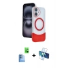MARSİLYAN™- iPhone 16 Kılıf Kozmos Form Özel Seri - Siyah 3D Antistatik Seramik Nano Ekran Koruyucu + Raze Metal Kamera Lens - LT